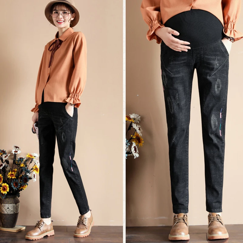 Джинсы для беременных Menoea весенне осенние джинсы с высокой талией и карманами