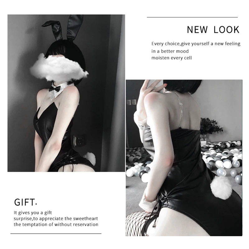 

Sexy Cute Bunny Girl Faux Leather Material Rabbit Woman Set Good Quality Can Wear Out To Comic Show Kawaii Cosplay Bunny Costume