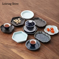 loiesag creative ceramic fruit plate refreshments plate chinese style stoneware candy snack plate tea food plate dessert plate