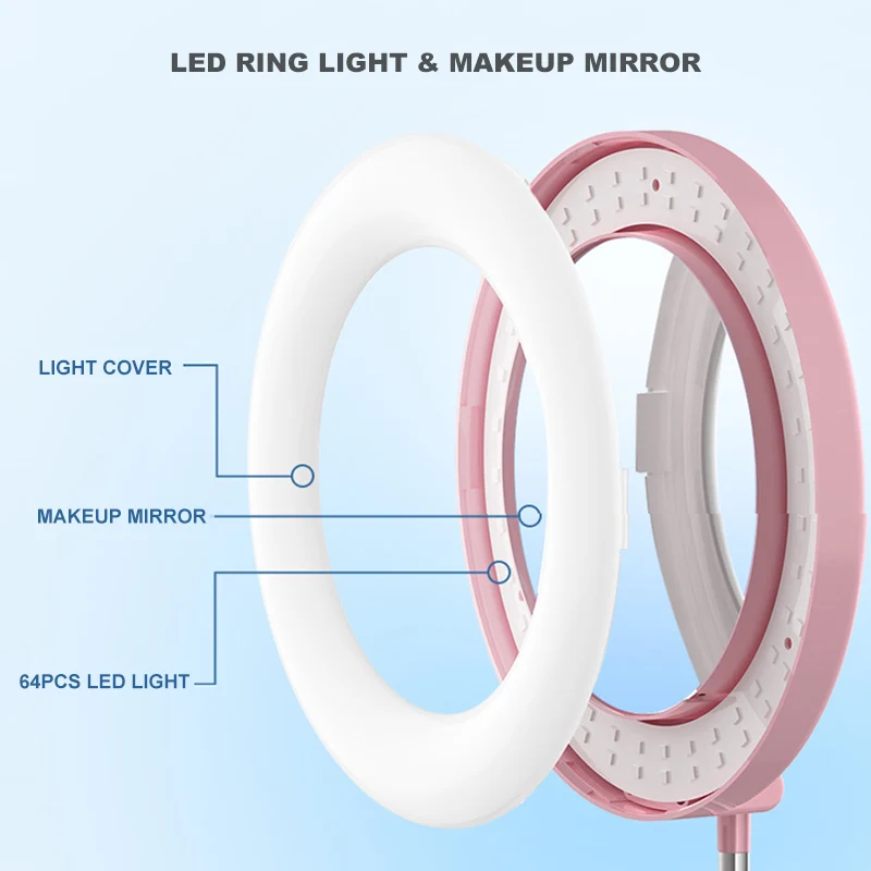 Зеркало со светодиодным светильником для макияжа кольцевые лампы селфи
