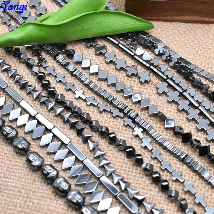 Натуральный камень сердечко крест Будда квадрат черный гематит бусины свободные