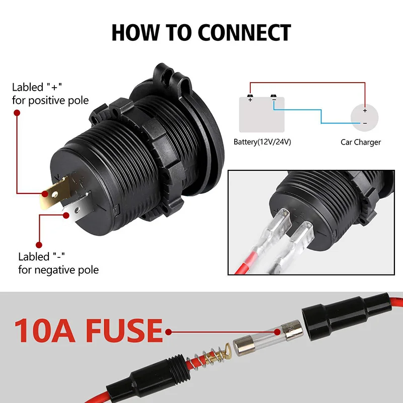 Адаптер питания с двумя USB-портами 2 1 А и 12 В/24 В | Автомобили мотоциклы