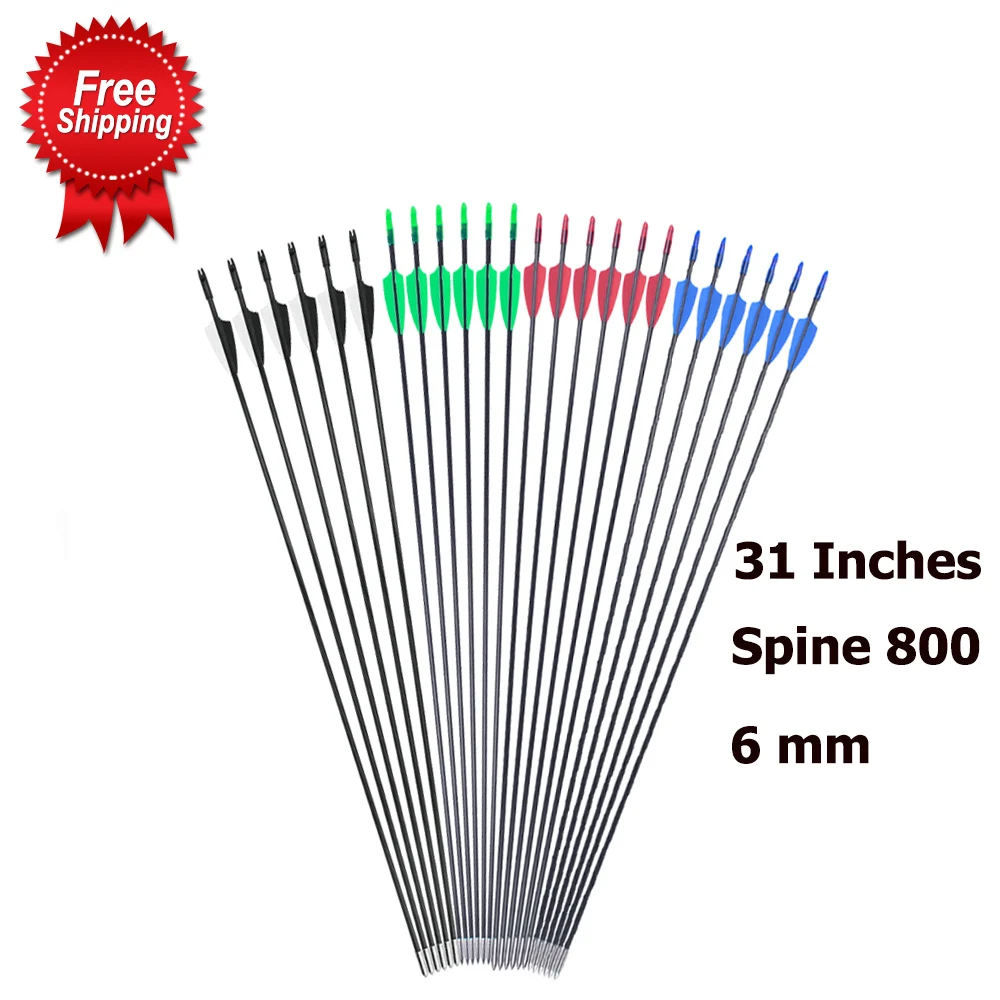 Стрелы из стеклопластика Spine 800 диаметром 6 мм для рекурсивного лука стрельбы