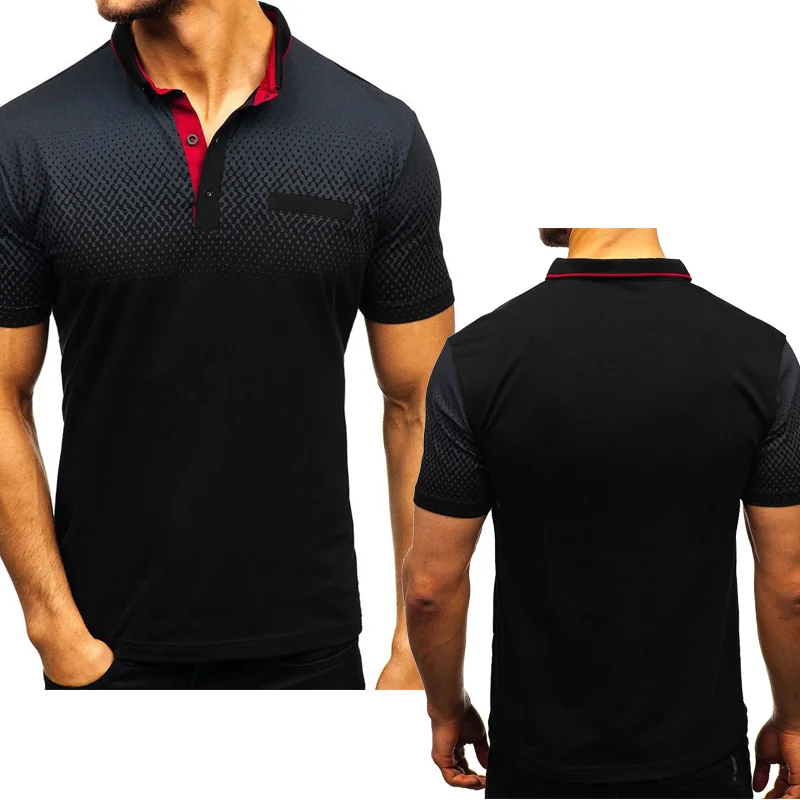 

New 2021 Summer Men's T-Shirt Gradient High Quality Cotton Crew neck Men's short sleeve Casual T-Shirt Tops