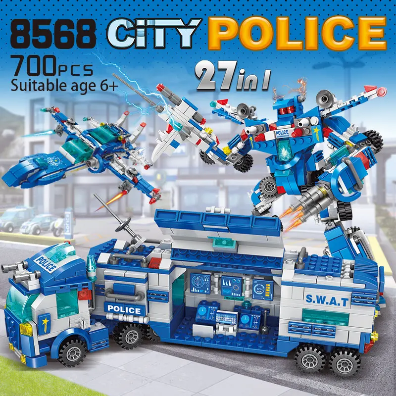 700 PCS City Police Series Building Blocks Car Mini Figures Store Blue Toys for Children Boys Train Mech Robot Toy | Игрушки и хобби