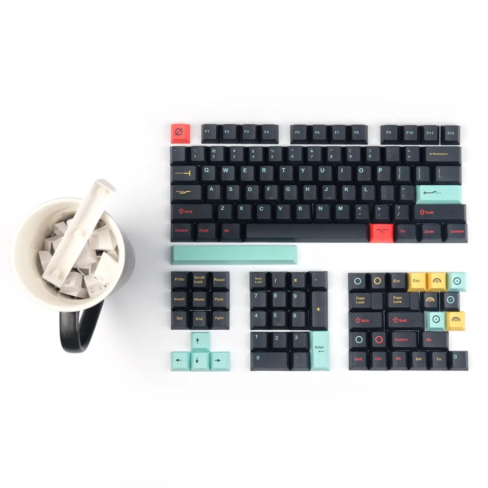 

130 keys/set Metropolis 5 sides dye sublimation PBT keycaps for MX switch customized mechanical keyboard Cherry profile