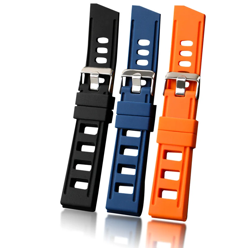 

Силиконовый ремешок для механических часов, черный, 20 мм, 22 мм, водонепроницаемый, 2020