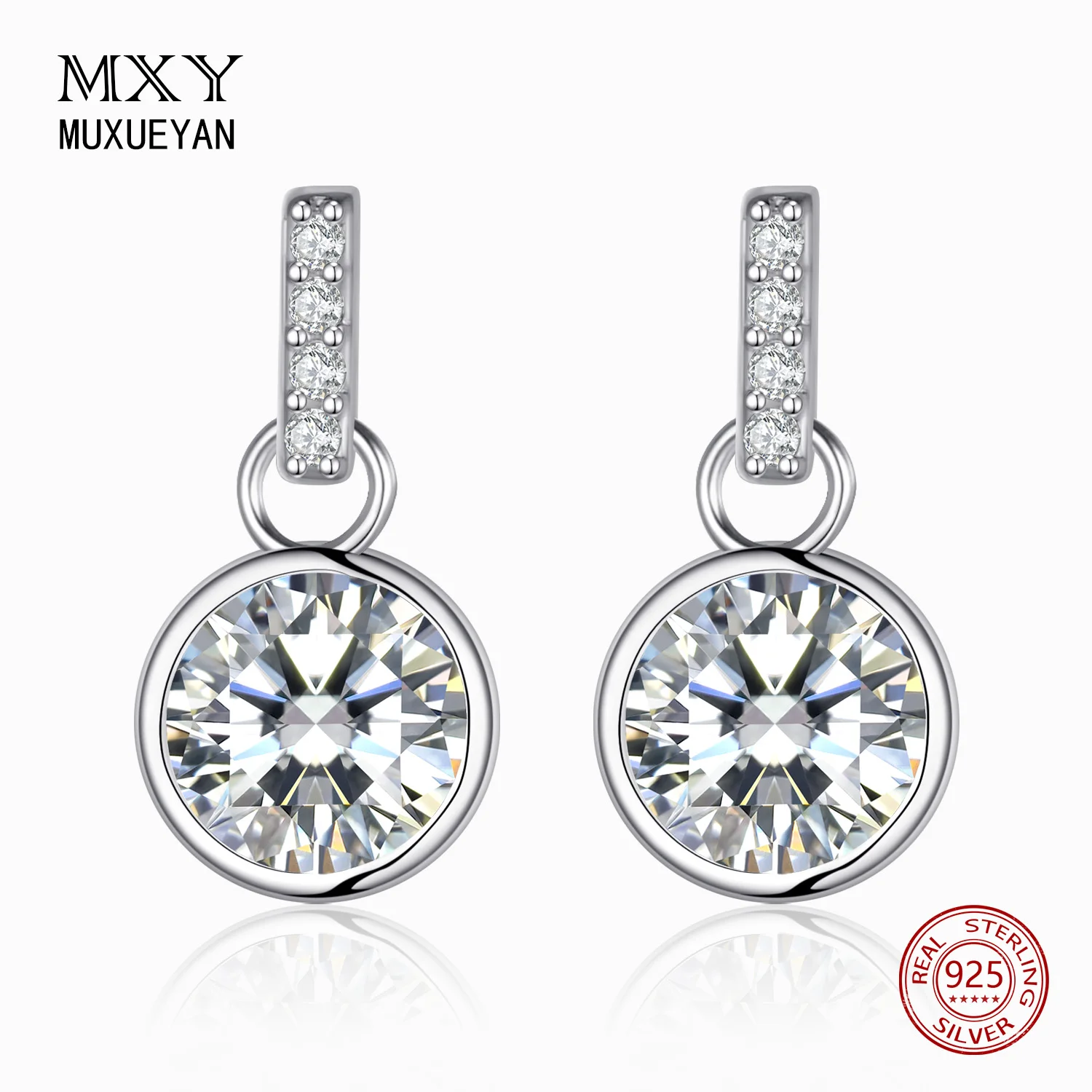 

5mm Round Mini Drop Earrings for women Luxury Crystal 925 Sterling Silver fine Jewelry gifts zircon ZC 2021 trendy MUXUEYAN