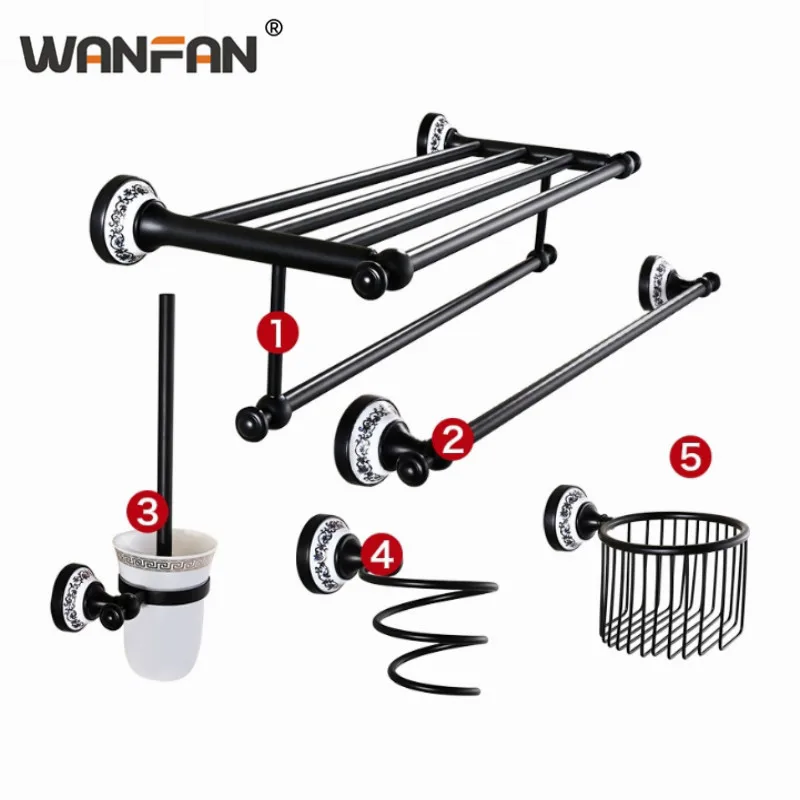 Масляный черный бронзовый медный аксессуар для ванной комнаты Полка полотенец