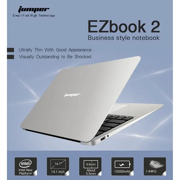 Jumper EZbook 2 Windows 10 ноутбук Intel 4 Гб ОЗУ 64 четырехъядерный 14 1 дюйма тонкий ультрабук