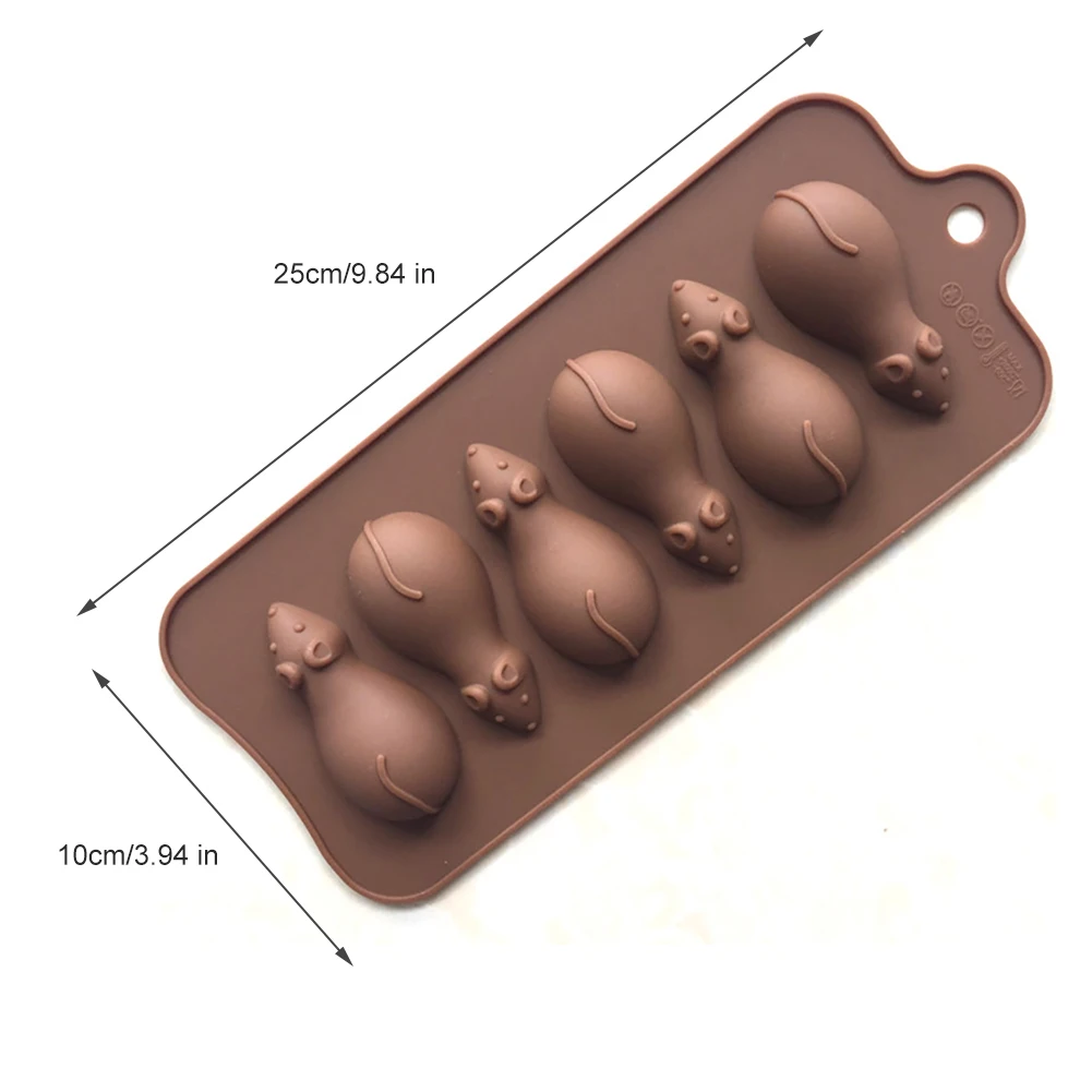 

6 Cavity Mouse Rat Silicone Mold for Cake Choco Late Ice Tray Pudding Jello Shot Candy DIY baking molds