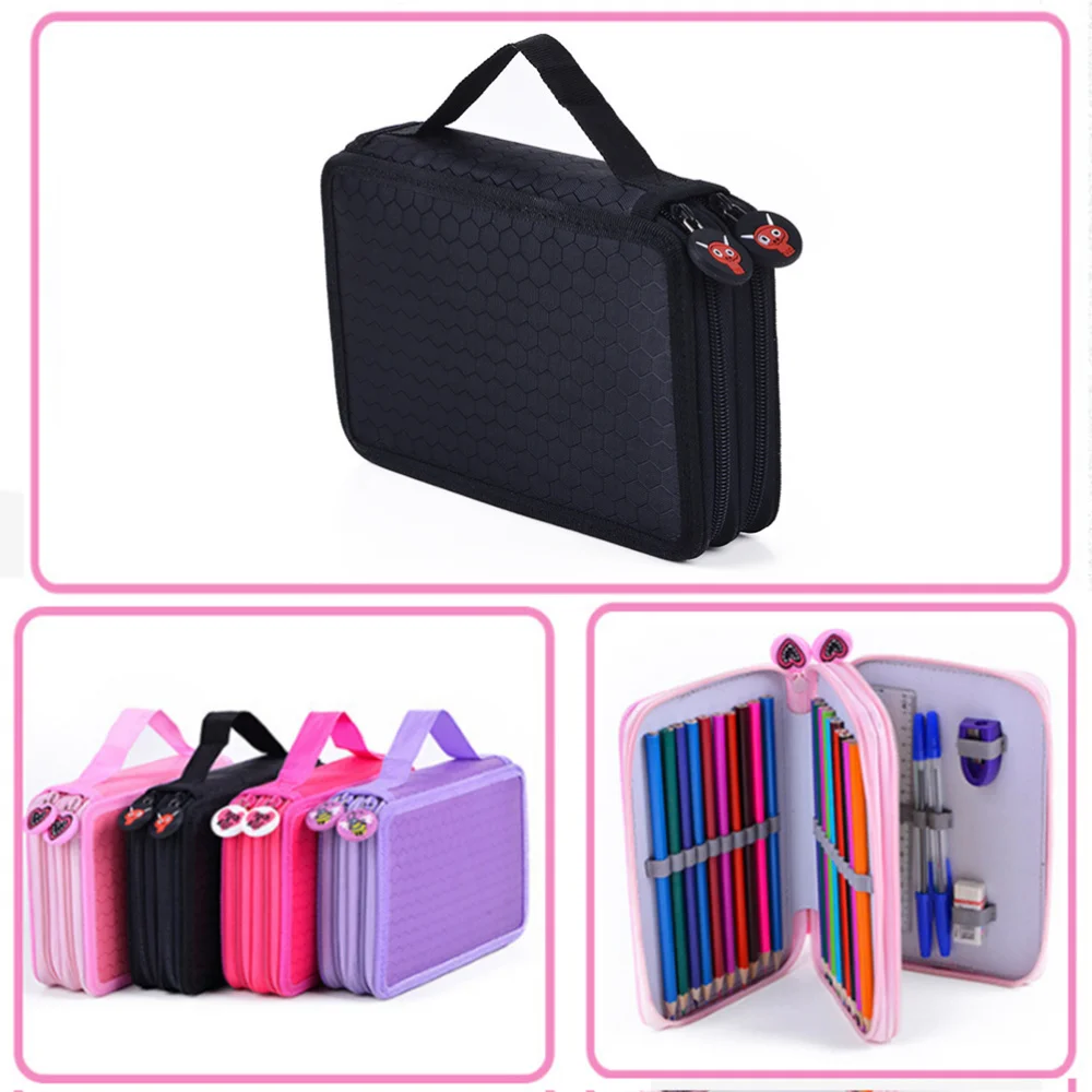 

Colored Pencil Case with Compartments 32 Slots Handy Pencil Bags Large for Watercolor Pencils Pens and Ordinary Pencils (Pur