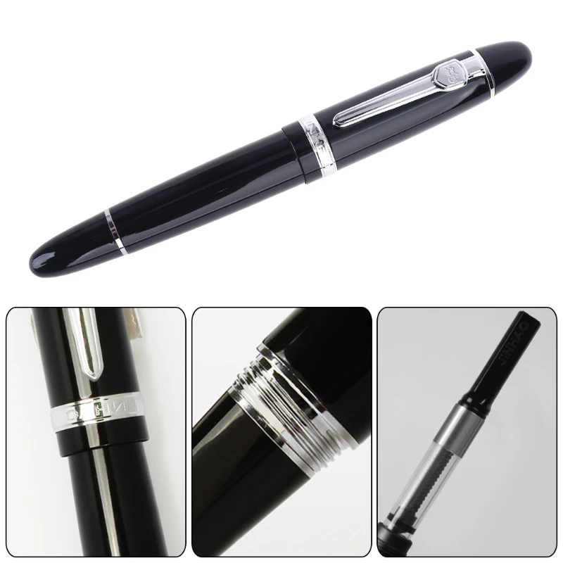 Новая Черно-серебряная перьевая ручка Jinhao 159 Толстая | Канцтовары для офиса и дома