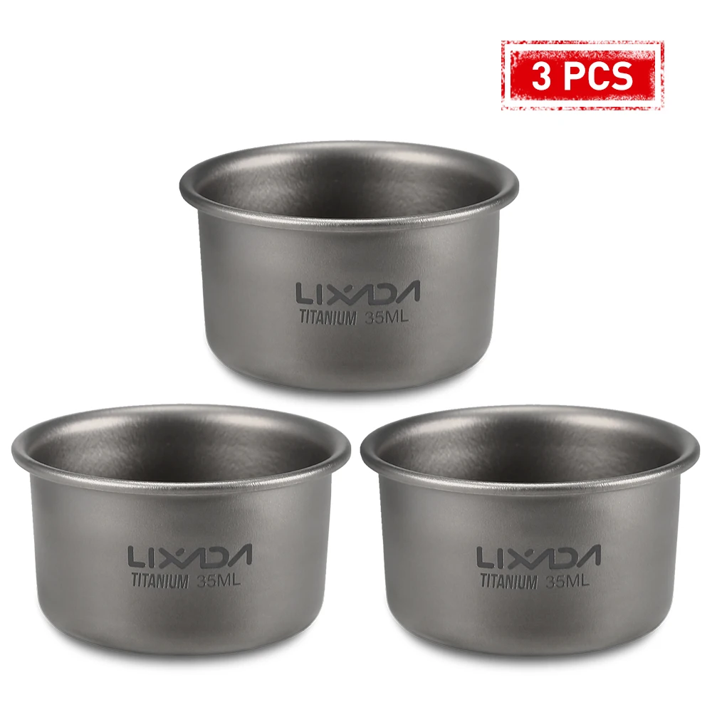 3PCS Lixada уличная мини Ультралегкая титановая чайная чашка, посуда для дома, офиса, кемпинга, туризма, кофейная чайная чашка, кружка 35 мл, 8 г - Цвет: 3PCS