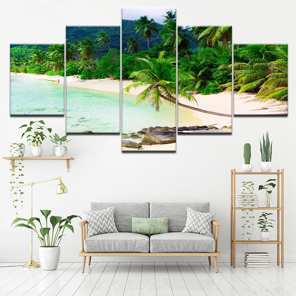 Модульная картина с 5 панелями в рамке рисунок на холсте изображением голубого