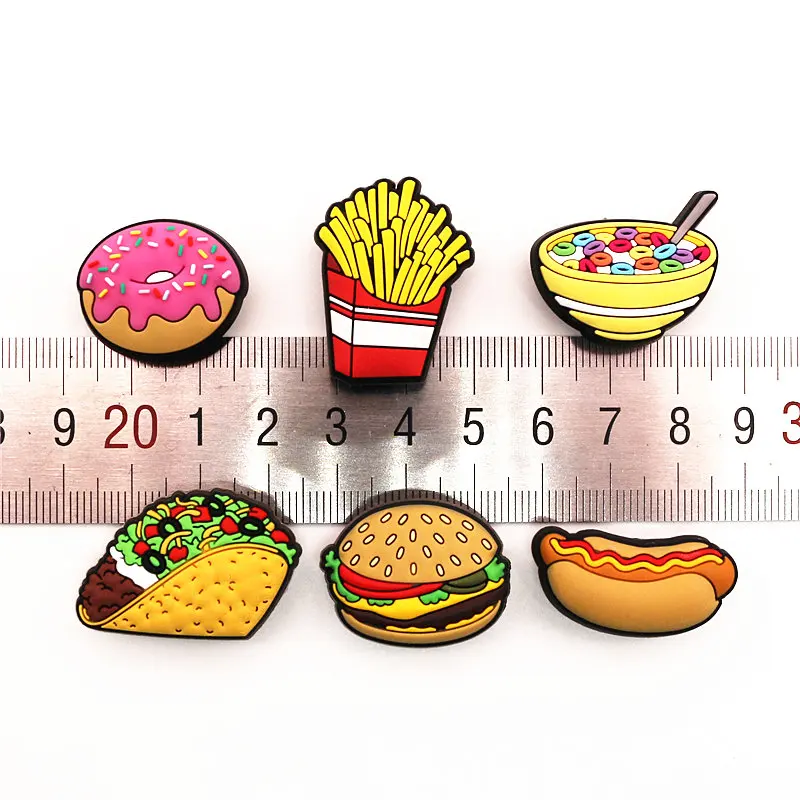 High Imitation Simulation Food Shoe Charms Popcorn/hamburger/Fries Shoe Decoration Accessories for jibz Kid's Party X-mas Gifts