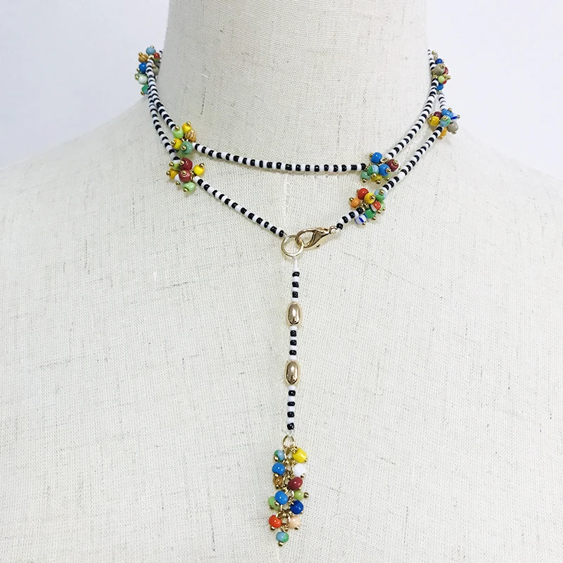 Летнее Новое Радужное ожерелье DM в богемном стиле женские колье ручной работы