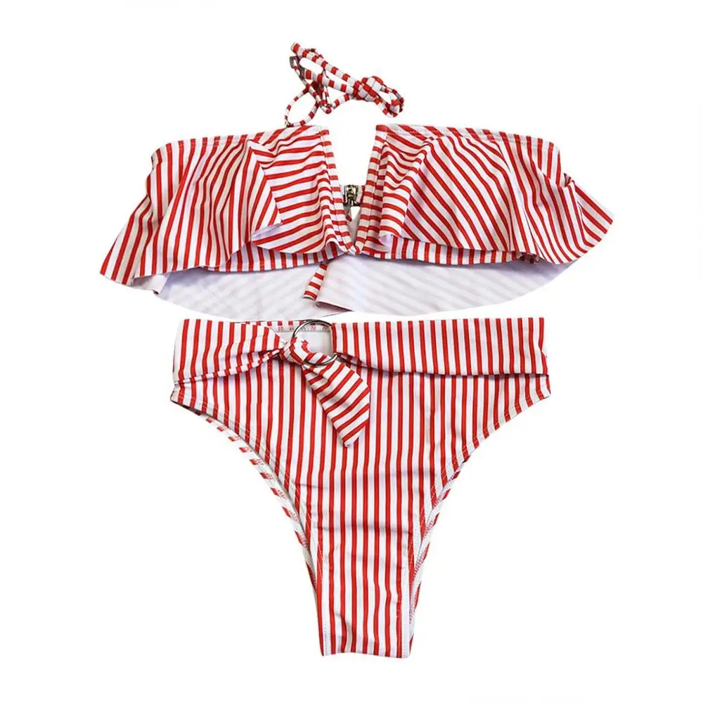 Новинка бикини с принтом пуш-ап купальники волнистыми краями женское