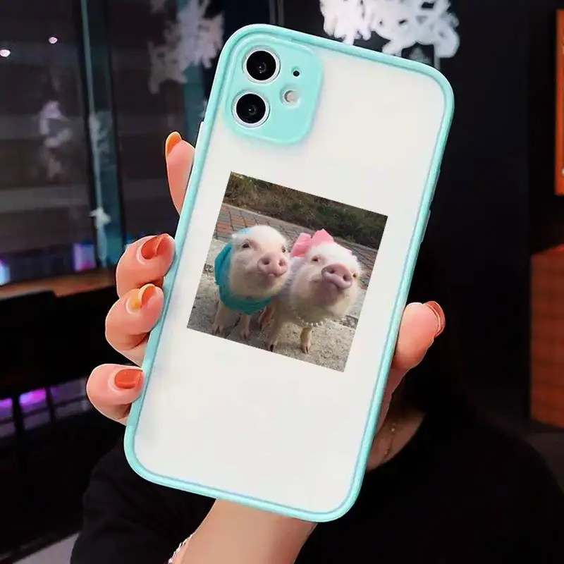 

Cute Little Pink Pet Pig Phone Case Matte For iPhone 12 Mini 11 Pro XR XS Max 7 8 Plus X Hard PC Back Cover