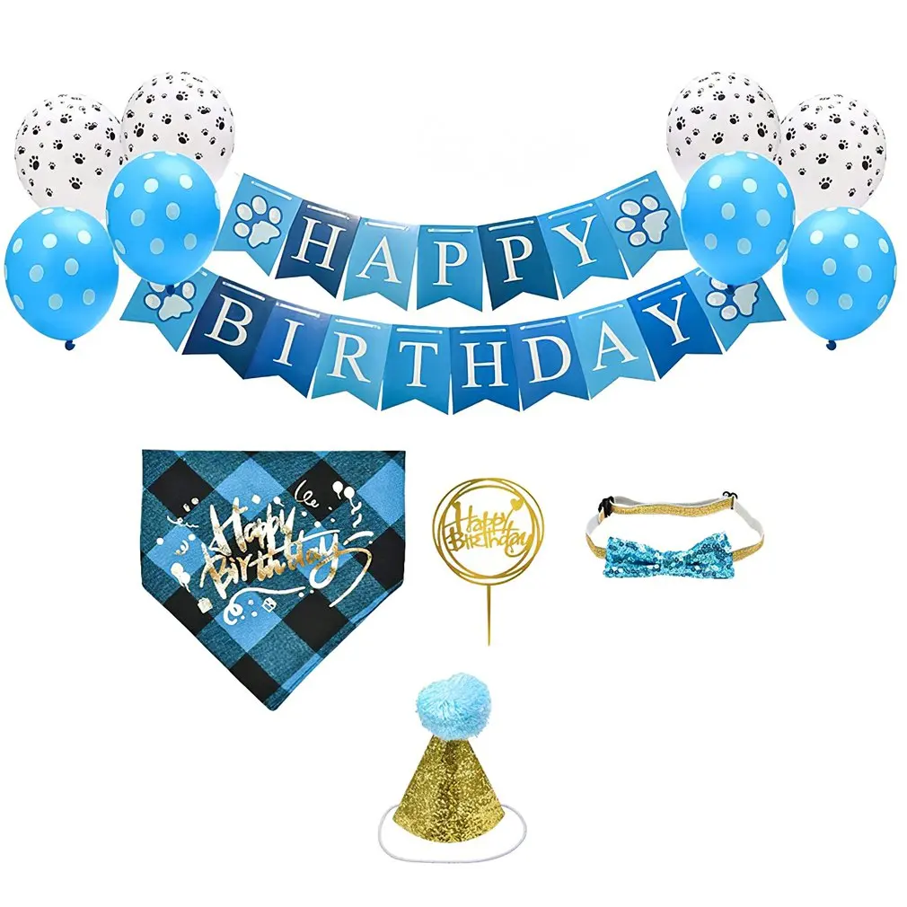 

Durable Birthday Party Dog Pull Flag Triangle Scarf Decorative Props Decoration Supplies Holiday Dress Set