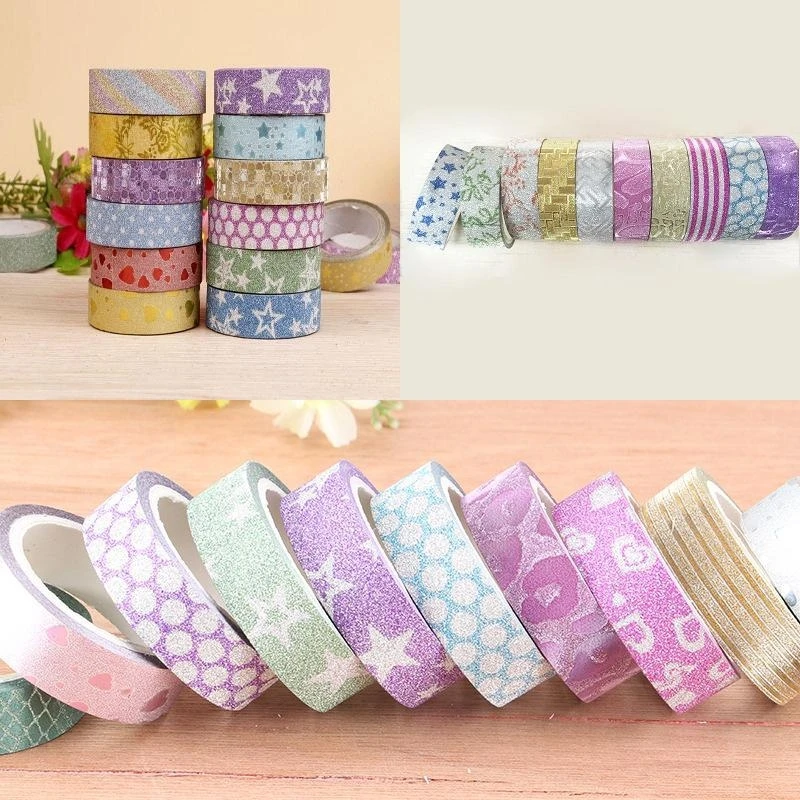 

Creative DIY frosted gold powder tape color flash tape stickers random hand colors and book paper U6T6 tape DIY decorative M1R8