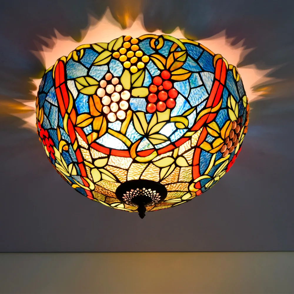43 см творческий виноград Винтаж цветное стекло Тиффани маленькая гостиная