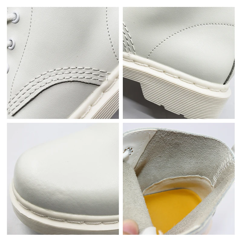 

Designer White Women Ankle Boots Autumn Ladies Platform Split Leather Shoes 2020 Trend Winter High Top Women Motorcycle Boots