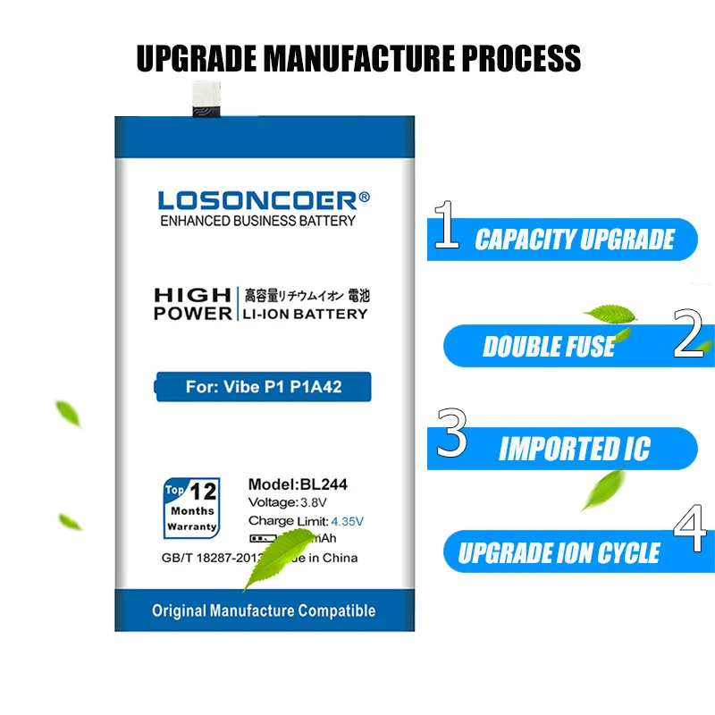 LOSONCOER 6100 мАч BL244 батарея для Lenovo Vibe P1 P1A42 P1C58 P1C72 сменные батареи телефона + номер