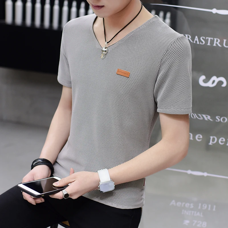 

2021 new summer men ice silk short sleeve T-shirt white loose half sleeve T-shirt fashion casual summer clothes