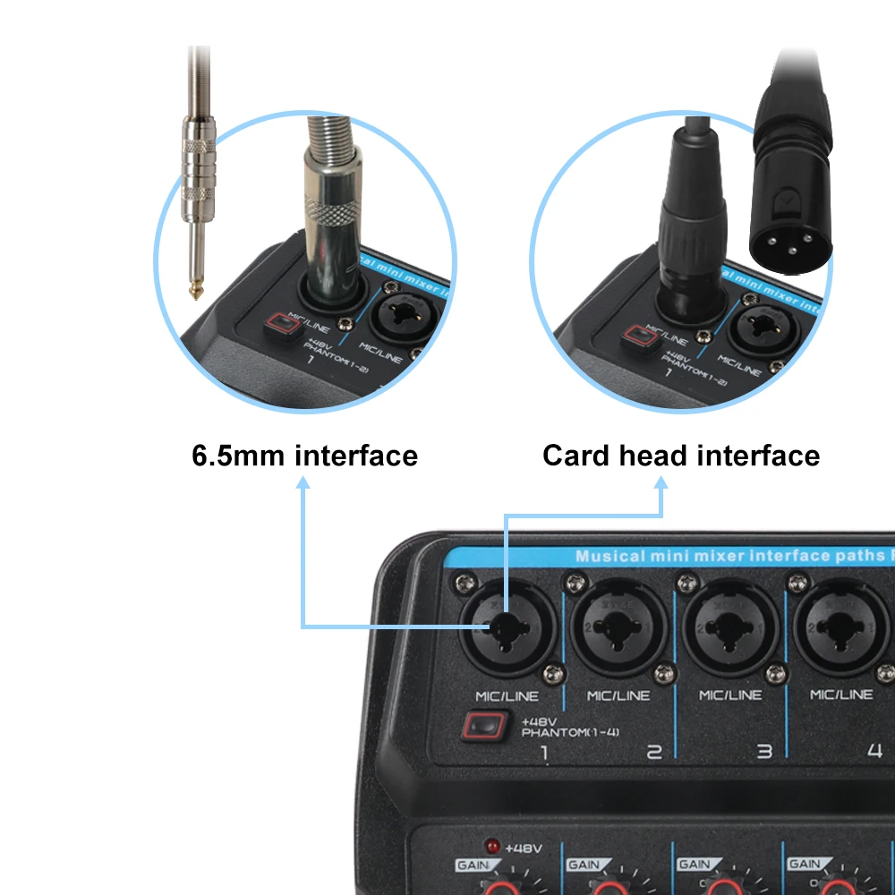 Мини микшер XTUGA AM4/AM6 DJ консоль со звуковой картой Bluetooth USB фантомным питанием 48 В