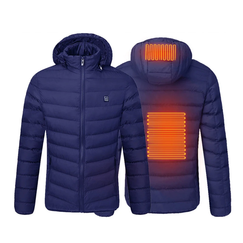 

USB Electric Hooded Heated Jacket Vest Men Women Fishing Heated Jacket Winter Warm Cotton Coat Heating Hiking Tactical Clothing