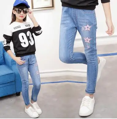 9013 jeans Коллекция года, Весенняя детская одежда джинсы для девочек повседневные тонкие джинсы для маленьких девочек, джинсы для крупных девочек, длинные штаны - Цвет: 9013 jeans
