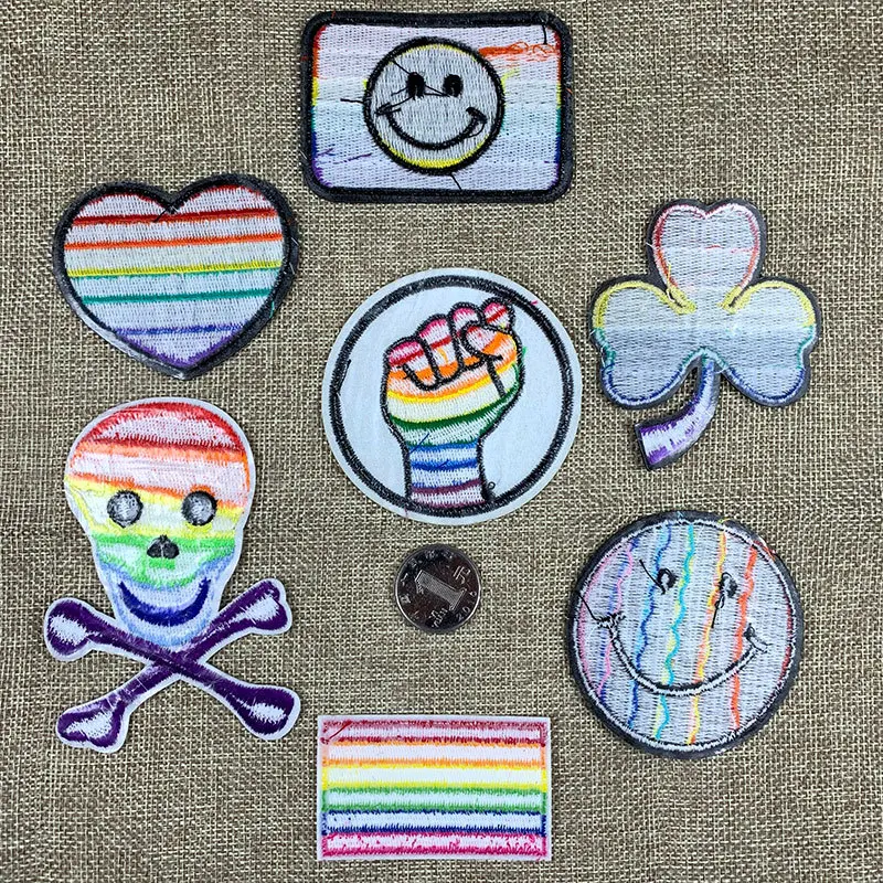 Мультяшные радужные вышитые тканевые наклейки ЛГБТ аксессуары для одежды геев