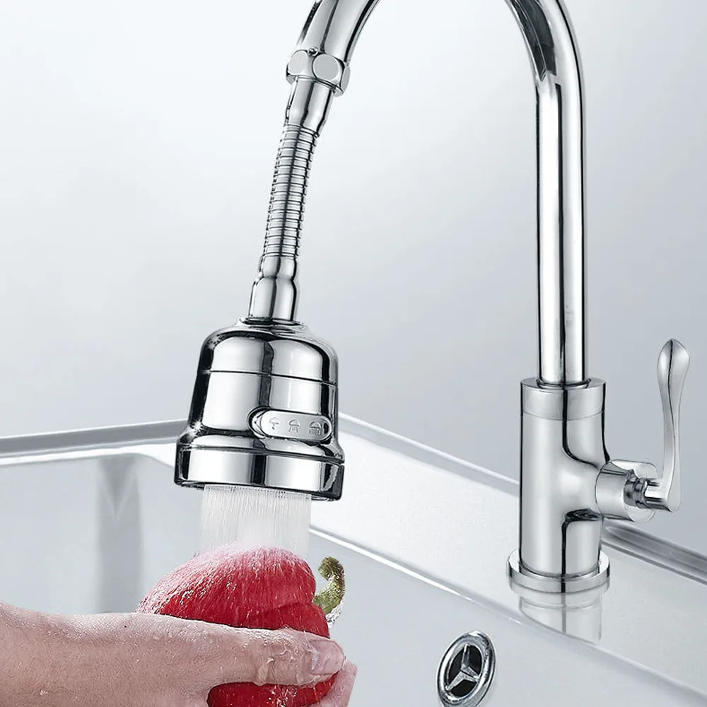 

3 Functions 360° Rotatable ABS Plastic Chrome Sink Tap Mixer Faucet Accessory Nozzle Adapter Device Kitchen Faucet Aerators