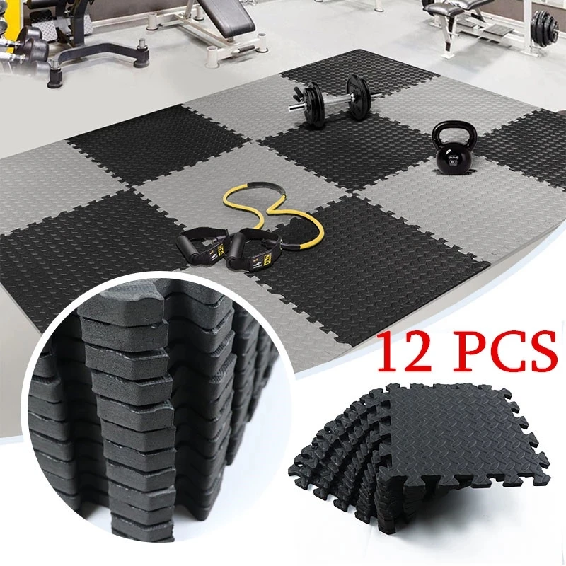 Koop 12 Stuks 30*30Cm Dikker Vloer Mat Barefoot Comfort Gym Eva Blad Graan Vloermatten Yoga Patchwork Tapijten Fitness Kamer Workouts Kussen