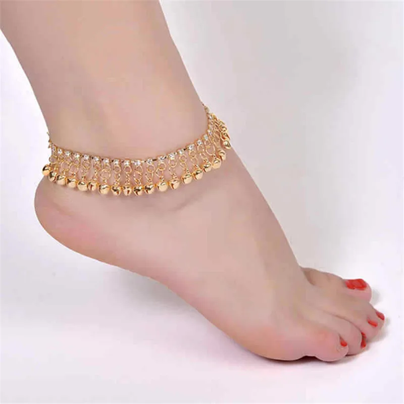 

1pc Gold Silver Color Ethnic Tassel Bell Anklets For Women Girl Beach Foot Bracelet Anklet India Jewelry Accessories
