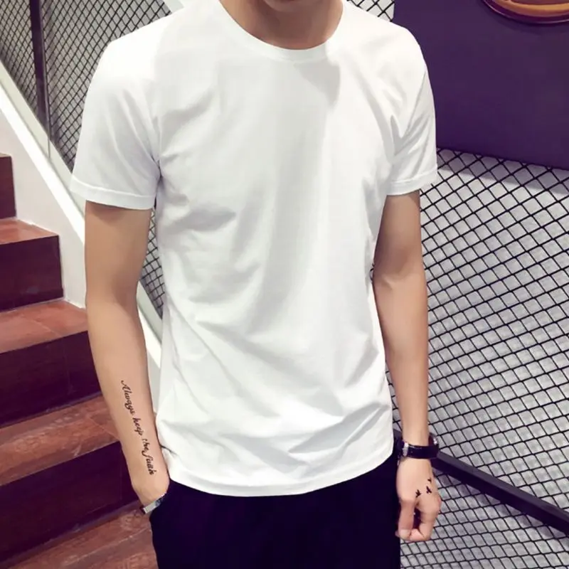 

4 Colors Mens Trendy Short Sleeve T-Shirts Classic Basic Solid Color Workout Sports Blouse Casual Slim Fit Pullover Tops O-Neck