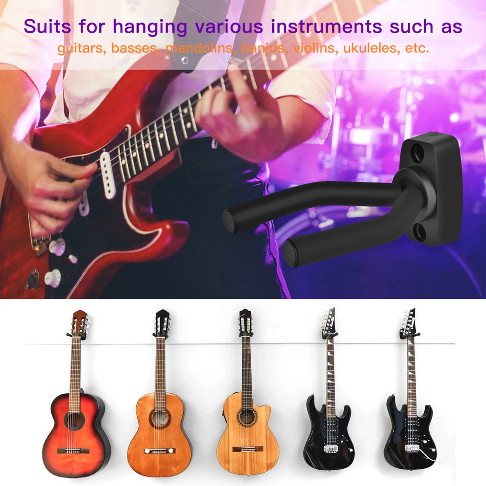 

4Pcs Guitar Hangers Wall Mount Guitar Holder Guitar Ukulele Bass Support Display guitar accessories guitar hanger