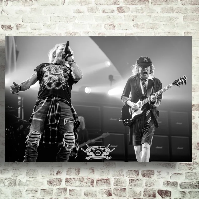 Молодой плакат Брайана Джонсон и Ангус художественный Шелковый декор комнаты