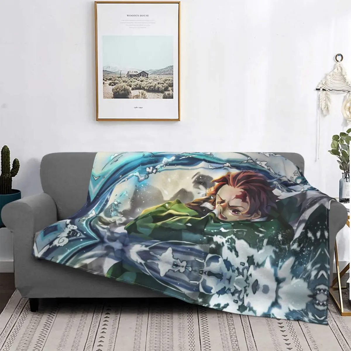 

Kimetsu Keine Yaiba Kamado Tanjirou пушистые украшения, рассекающее белье, куклы аниме Werfen Decken для домашнего гостиничного дивана