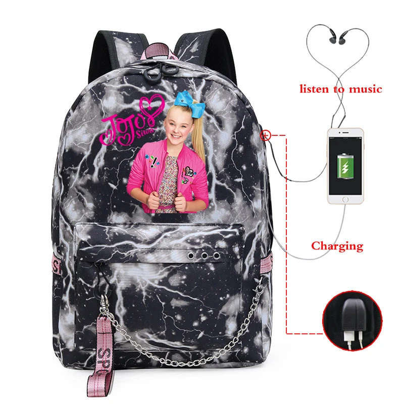 Женский рюкзак горячая Распродажа Jojo Siwa с Usb-зарядкой школьный повседневный