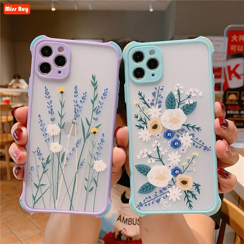 

Luxury Flower Case For iPhone 13 11 12 Pro Max 13 Mini X XR XS MAX 7 8 6 6S Plus Cover Shockproof Bumper Soft Silicone Fundas