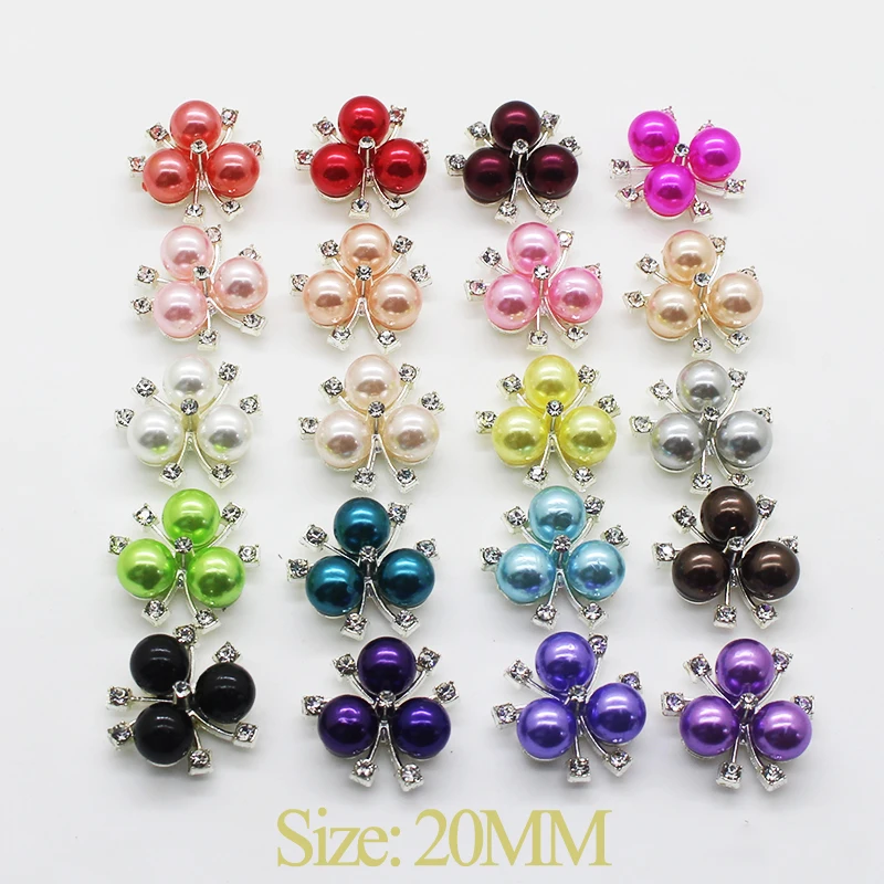 LKERAN 20 мм Три жемчужные стразы серебряное покрытие сплав свадебный цветок