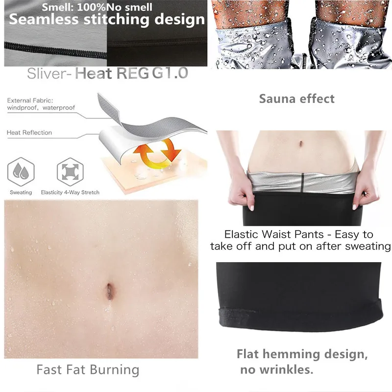 

Women Sauna Pants Slimming Sportwear Weight Loss Silver Coating Sweat Leggings Body Shaper Waist Trainer Workout Slim Shapewear