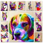 Полноформатная алмазная живопись, вышивка крестиком, животные, золотые извлечения, Алмазная мозаика, красочная собака, кошка, алмазная вышивка Хаски своими руками