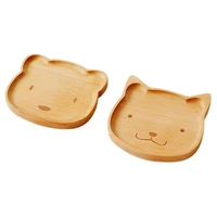 beech tray animal kitten bear pattern dinner plate unpainted environmentally friendly cartoon childrens wooden plate