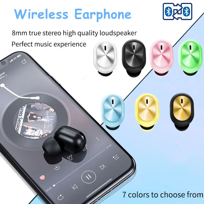 

Mini Earphone Bluetooth-compatible In Ear Earbuds Wireless Sports Headphones Waterproof Handsfree TWS Stereo Headset Single Ear