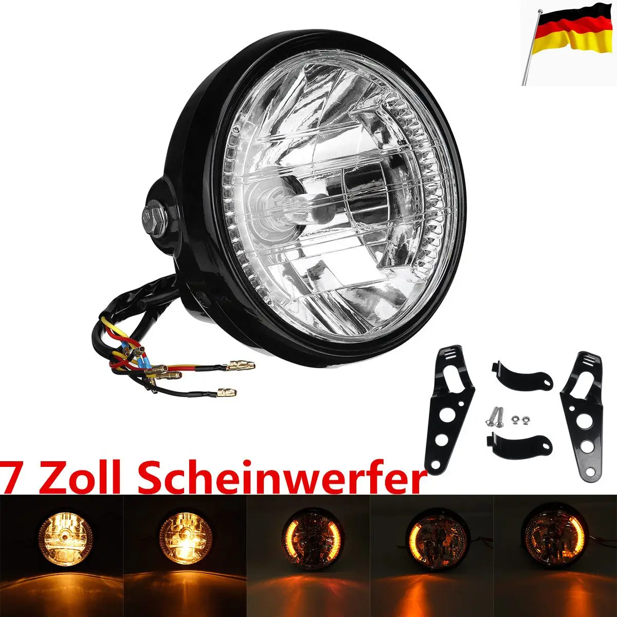 

Универсальные мотоциклетсветодиодный светодиодные фары 7 дюймов в стиле ретро, кольцевой указатель поворота в виде ангела, лампа для кафе, ...