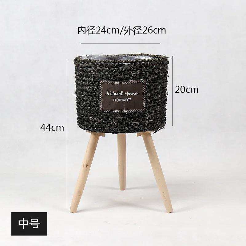 

Handmade Bamboo Storage Baskets Laundry Straw Patchwork Wicker Rattan Seagrass Belly Garden Flower Pot Planter Basket Dropship