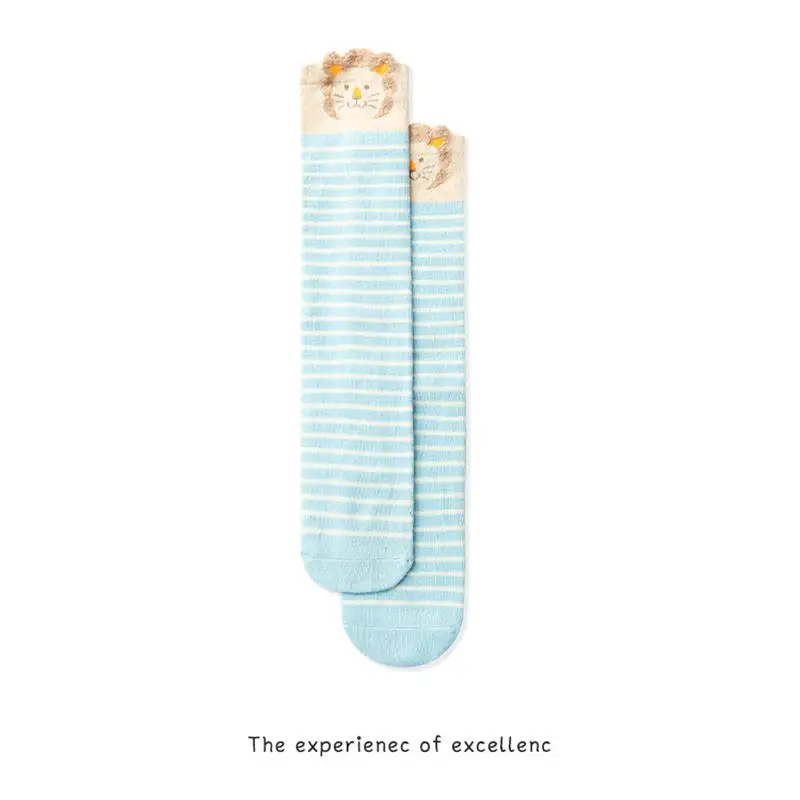 

BalleenShiny New Fashion Baby Socks Winter Autumn Cartoon Knee High Socks Baby Girls Boy Cotton Striped Cute Long Socks for 3-8Y